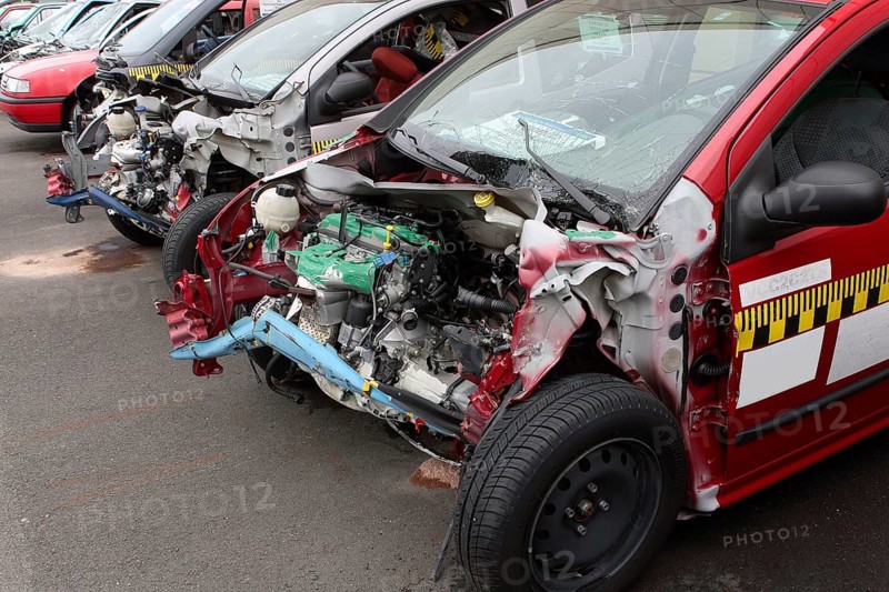 Passenger cars after the crash test
