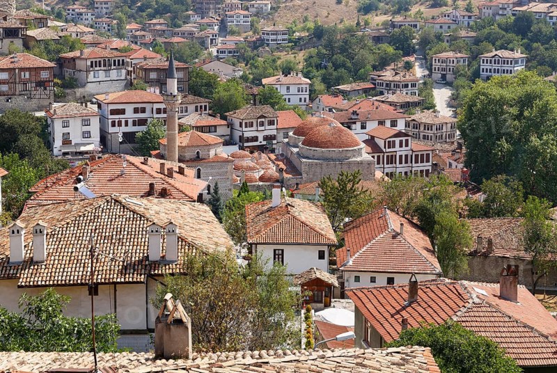 Traditional Ottoman Konaks and Kazdagli Mosque or Kazdagli Camii