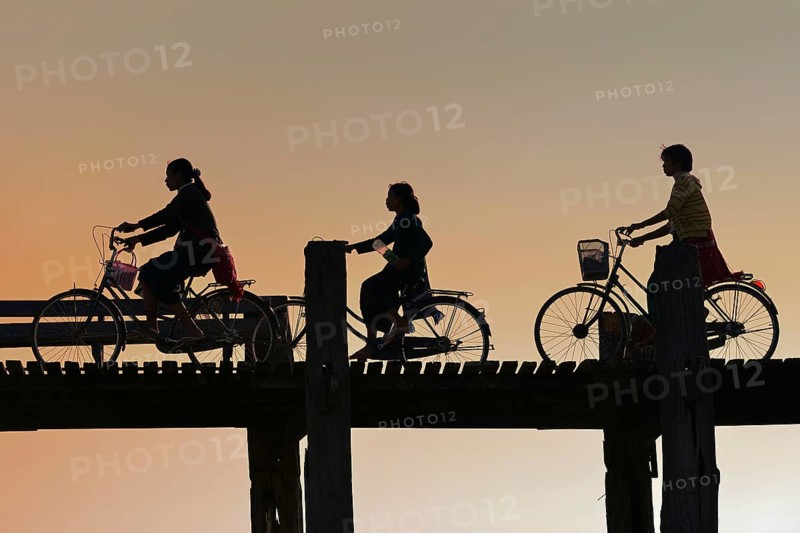 Silhouettes of cyclists