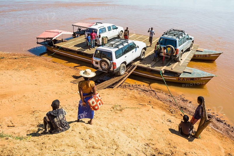 Four wheel drive car being loaded onto a ferry