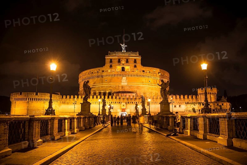 Ponte Sant'Angelo and Castel Sant'Angelo at night