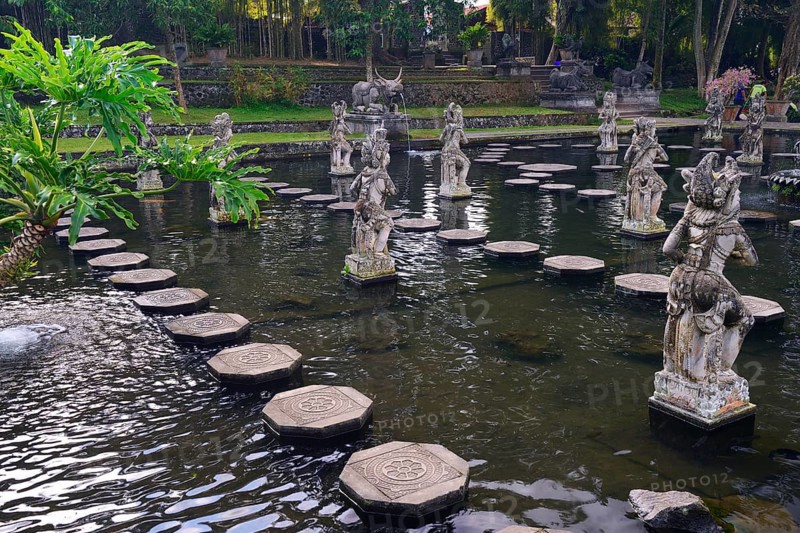 Fountains and water basins at the Tirta Gangga Water Temple