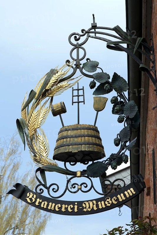 Handcrafted hanging sign of the Brewery Museum