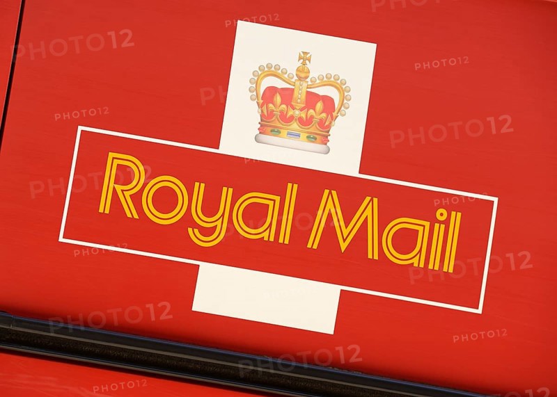 Royal Mail logo on the side of a postal van