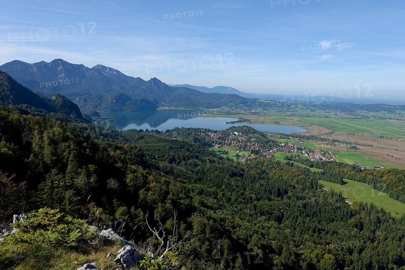 View from Zwieselschrofen mountain towards Kochel am See