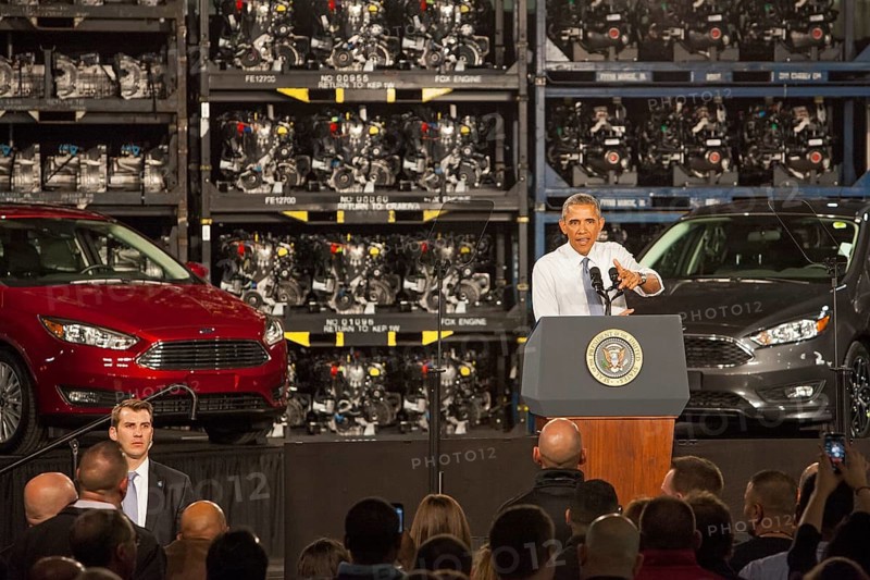 President Barack Obama speaks at Ford's Michigan Assembly Plant