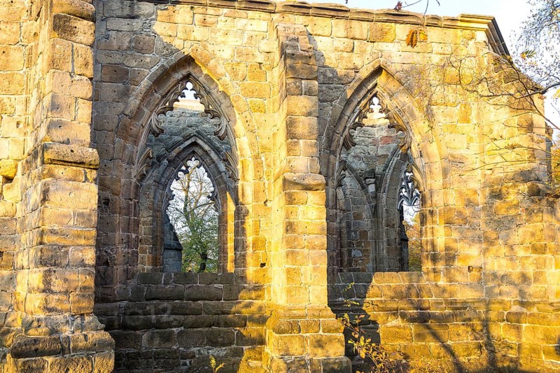 Romantic ruins of the monastery church on Mount Oybin