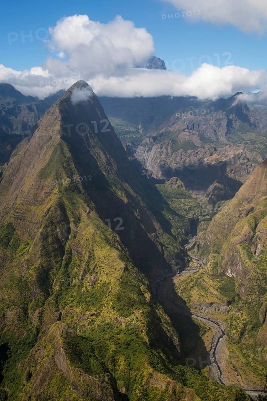 Dramatic clouds above Piton Cabris and Canyon des Riviere des Galets