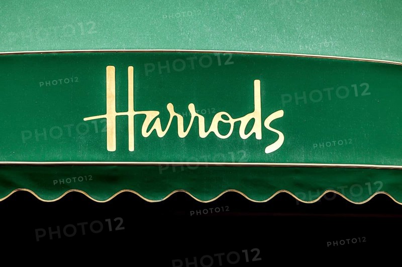 Lettering above a shop window of the Harrods department store