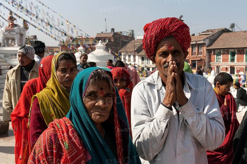 Indian pilgrims in the Boudhanath Stupa