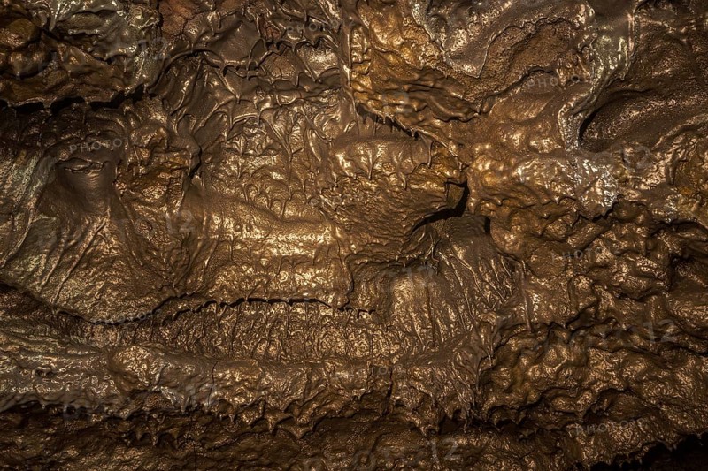Solidifed lava in a subterranean lava tube created by an eruption of the Piton de la Fournaise volcano
