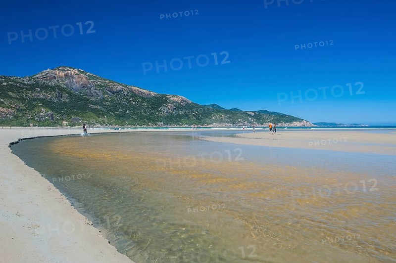 Tidal river flows into the ocean