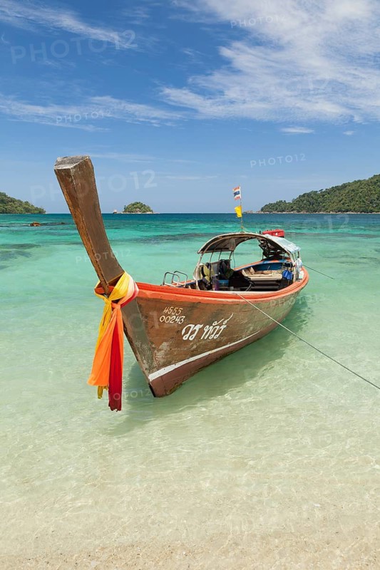 Longtail boat at Monkey Beach on Ko Rawi island