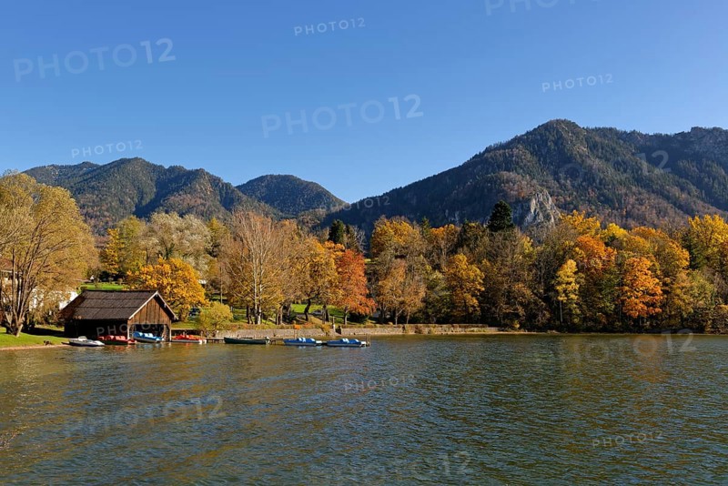 Autumn at Lake Kochel or Kochelsee Lake with Mt Jochberg