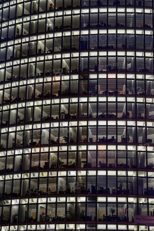 Windows of the facade of BahnTower