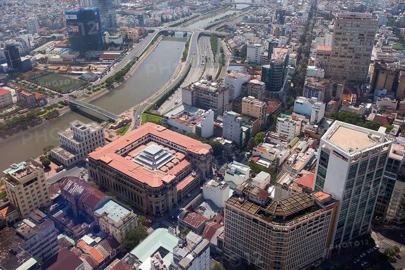 Aerial view of the city center