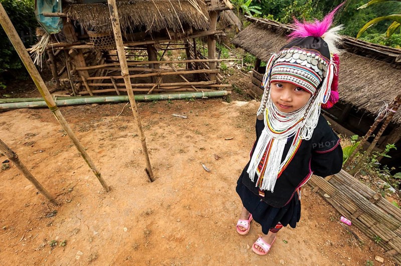 Traditionally dressed girl from the Akha people