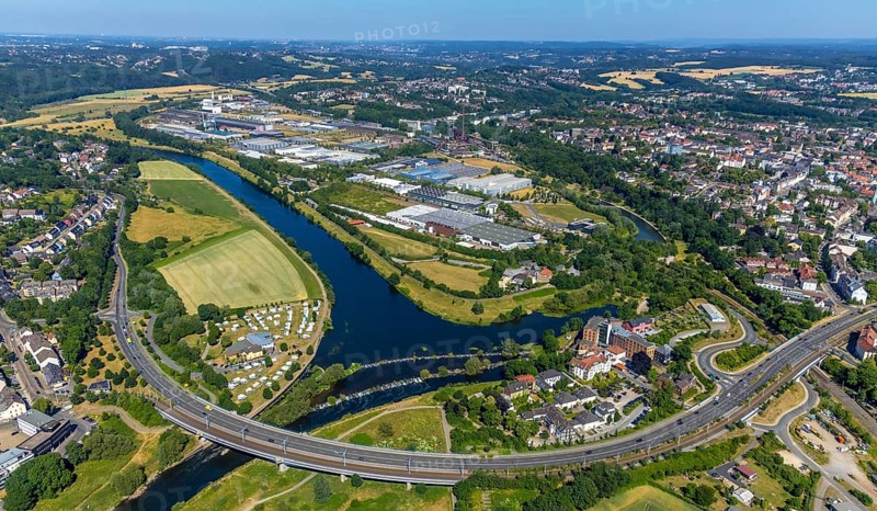 Aerial view of the industrial area Henrichshutte with LWL-Industriemuseum Henrichshutte Hattingen in Hattingen
