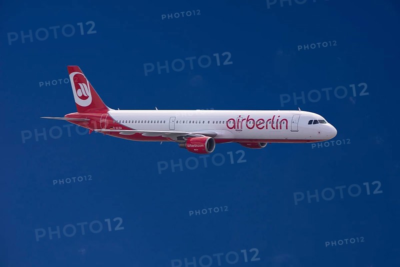 D-ALSA Air Berlin Airbus A321-211 in flight against blue sky