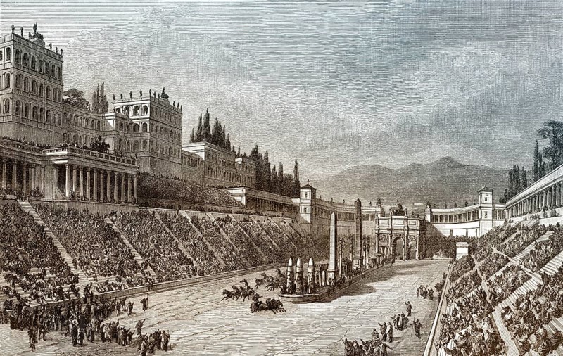 Reconstruction of the Circus Maximus in ancient Rome