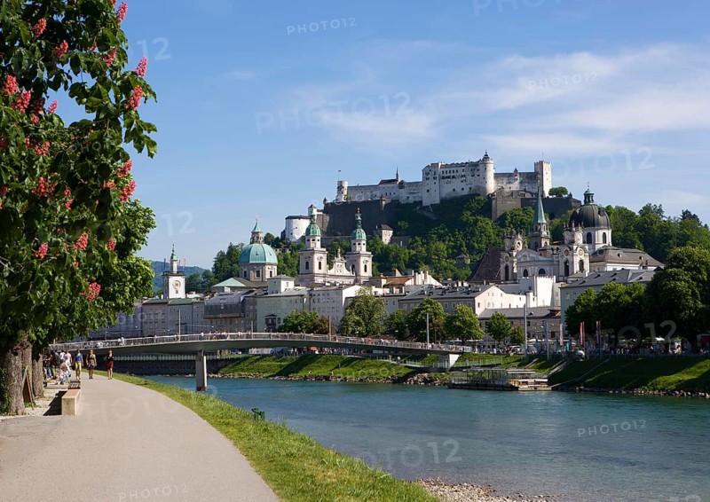 View of the historic centre and Festung Hohensalzburg Fortress