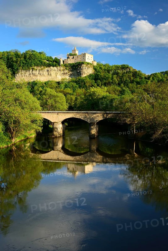 Ruins of Rudelsburg Castle on the Saale River near Bad Kosen
