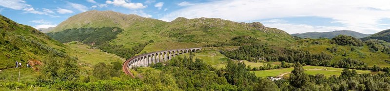 Panoramic landscape of Glenfinnan Viaduct