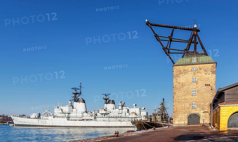 Mastekranen masting sheer with Peder Skram class frigate of the Royal Danish Navy