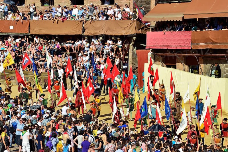 Festive parade before the historic horse race Palio di Siena