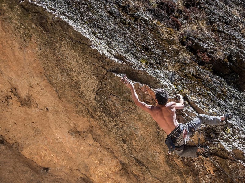 Free climber on a ridge