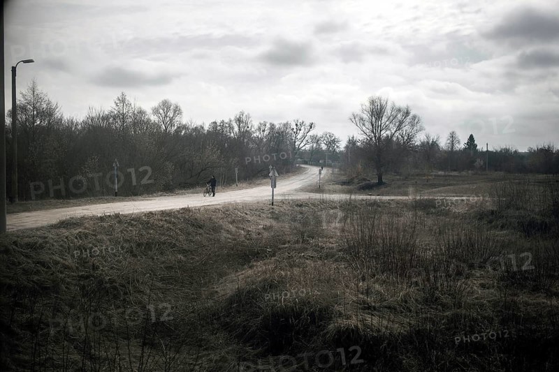 View of a contaminated area from a train that takes the workers of Slavutych to Chernobyl through a stretch of Belarussian territory