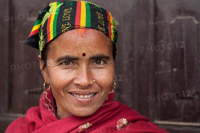 Nepalese woman with colourful headscarf