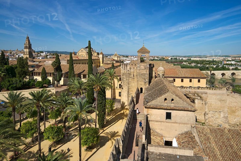 Alcazar de los Reyes Cristianos with Mezquita and Rio Guadalquivir