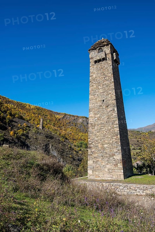 Chechen watchtower in the chechen mountains near Itum Kale