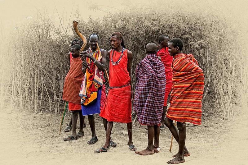 Masai in front of their boma