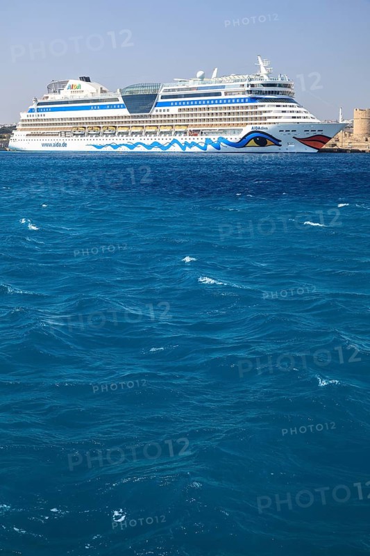 Cruise ship Aida Diva in the harbour of Rhodes