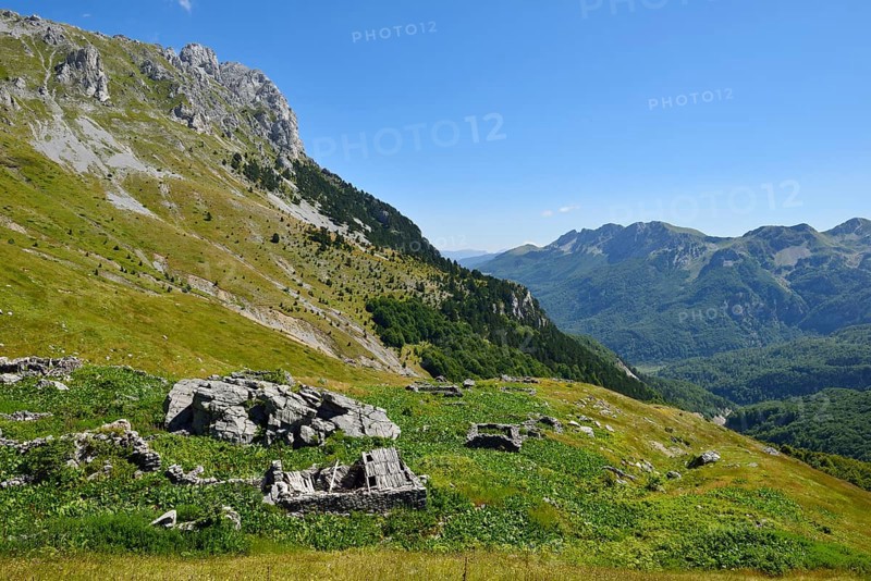 View over the ruins of Katun Carine towards Albania