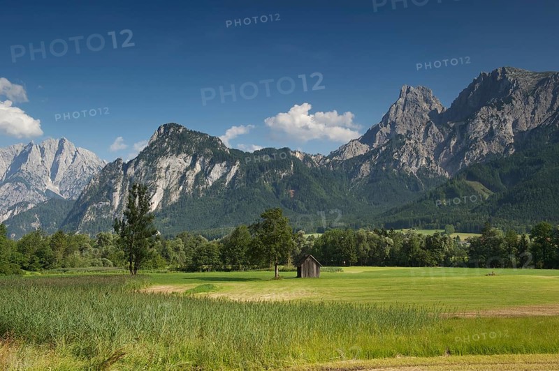 View from Weng in the Gesause range across the Enns valley onto the mountains
