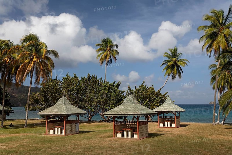 Barbecue huts on the beach