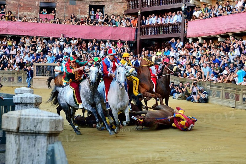 Accident during a training run of the historical horse race Palio di Siena