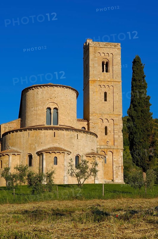 Abbey of Sant'Antimo in the Tuscan landscape