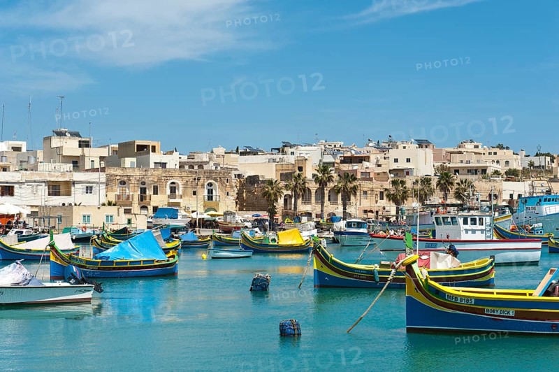 Colorfully painted traditional fishing boats