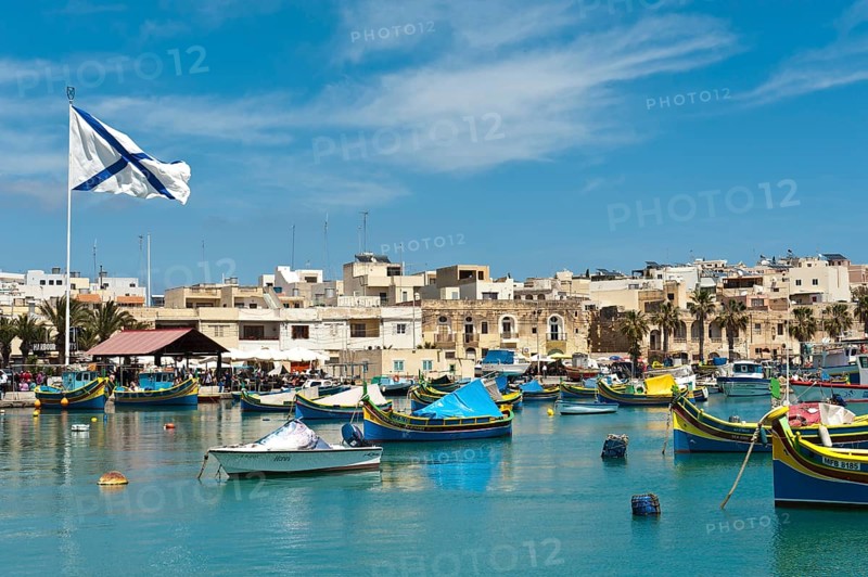 Colorfully painted traditional fishing boats