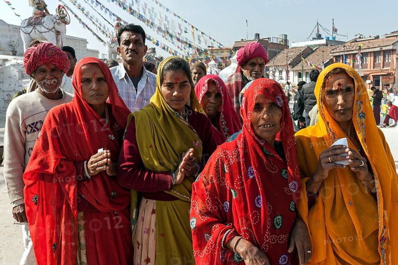Indian pilgrims in the Boudhanath Stupa