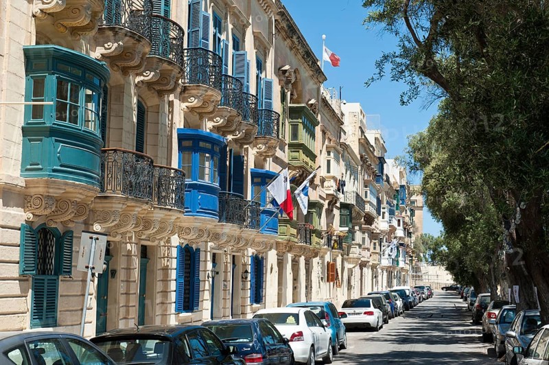Road with decorated houses