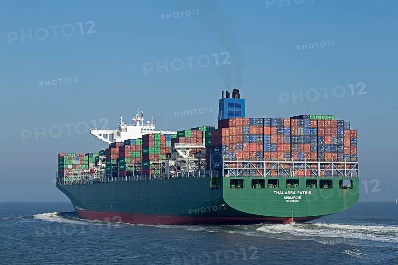 Container ship Thalassa Patris near Cuxhaven
