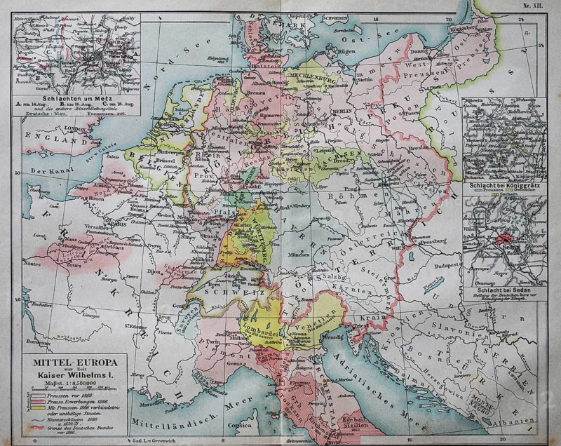 Map of Central Europe at the time of Kaiser Wilhelm I