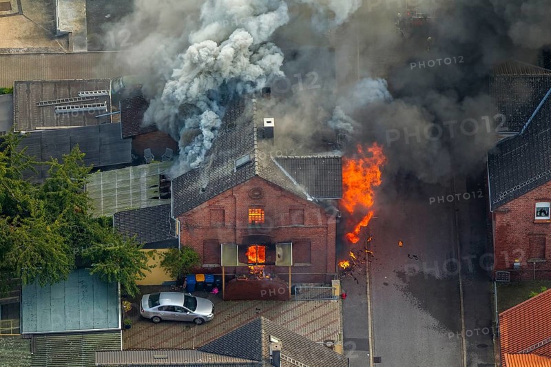 Fire in a pithead building