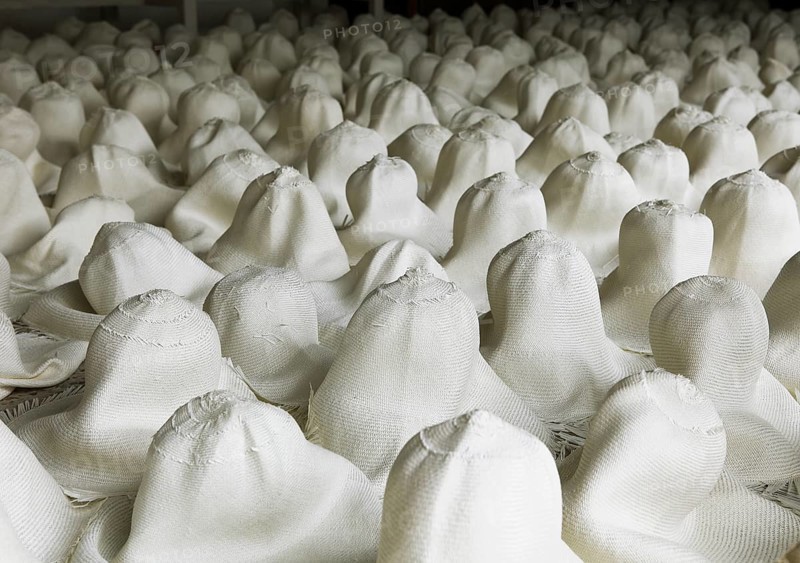 Moulded blank Panama hats are left to dry out