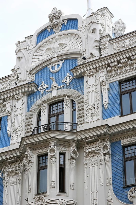 Art Nouveau facade of the house Eliza iela 10b or Elizabeth Street 10b